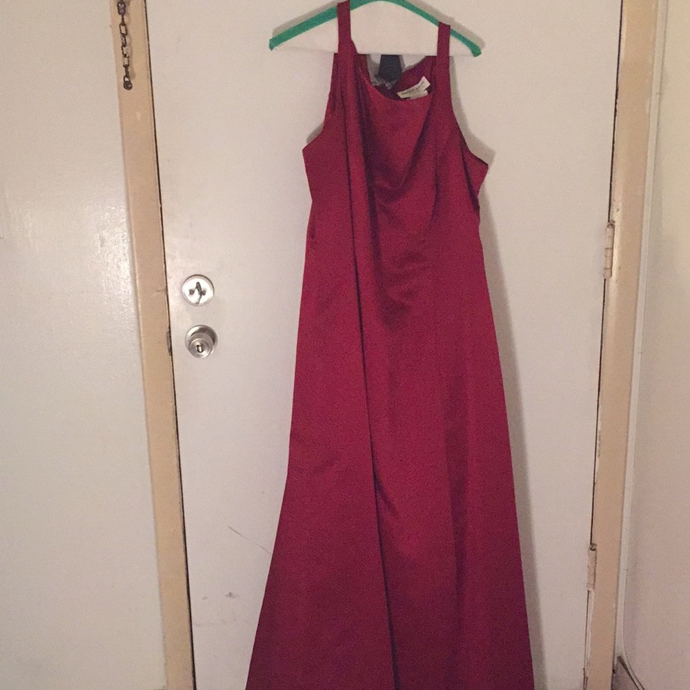 Red Sleeveless Formal Gown (Satiny Look - A Line)